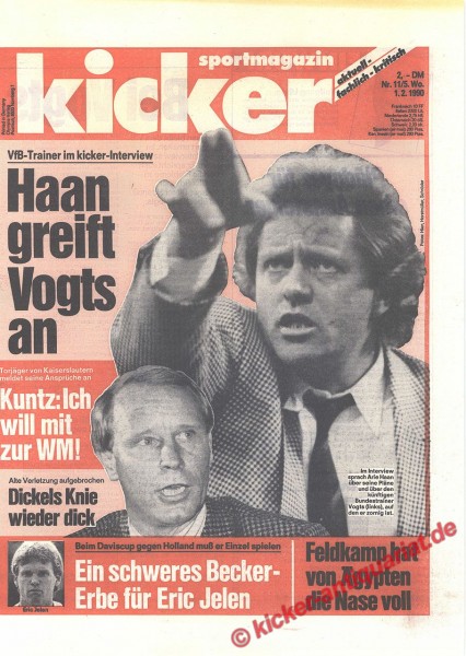 Kicker Schlagzeile: VfB-Trainer im kicker-Interview. Haan greift Vogts an.