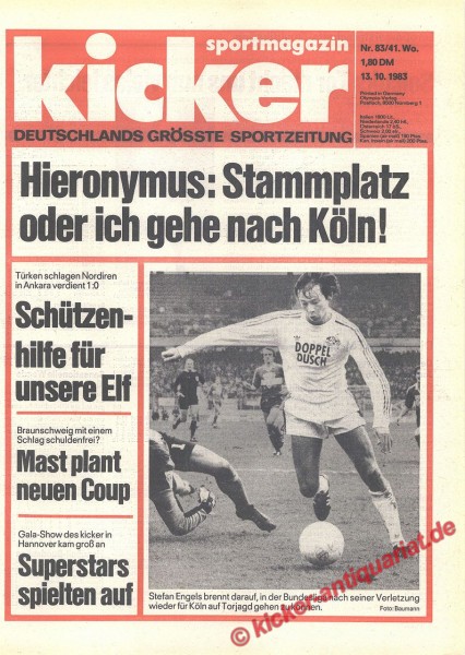 Kicker Sportmagazin Nr. 83, 13.10.1983 bis 19.10.1983