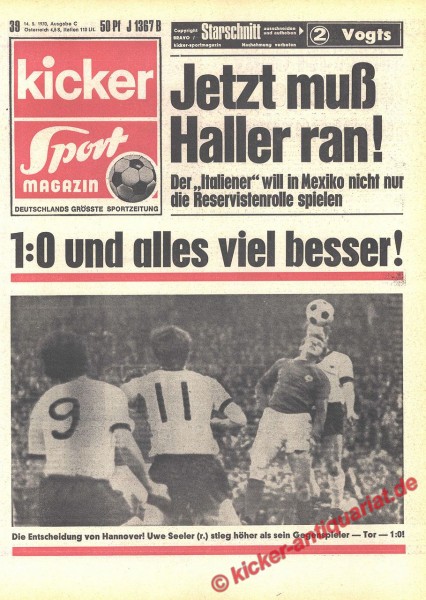 Kicker Sportmagazin Nr. 39, 14.5.1970 bis 20.5.1970