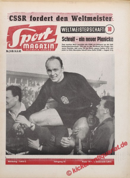 Weltmeisterschaft 1962: Heft Nummer 10 (Torwart Planicka)