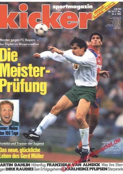 Kicker Sportmagazin Nr. 34, 26.4.1993 bis 2.5.1993