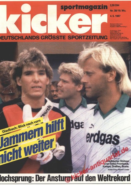 Kicker Sportmagazin Nr. 38, 4.5.1987 bis 10.5.1987