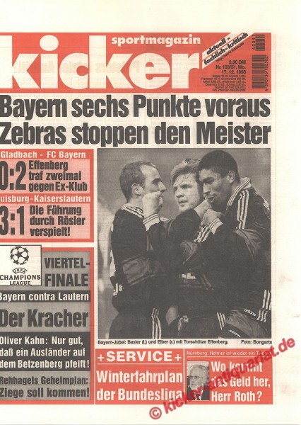 Kicker Sportmagazin Nr. 103, 17.12.1998 bis 23.12.1998
