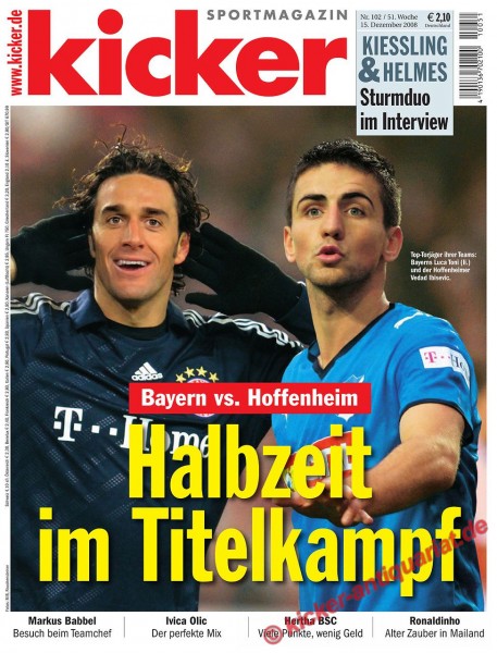 Kicker Sportmagazin Nr. 102, 15.12.2008 bis 21.12.2008