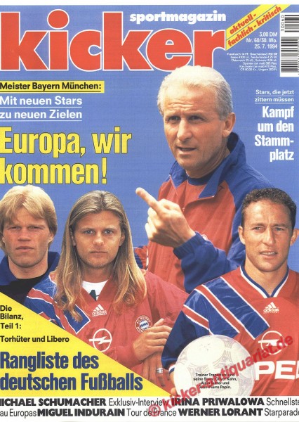 Kicker Sportmagazin Nr. 60, 25.7.1994 bis 31.7.1994