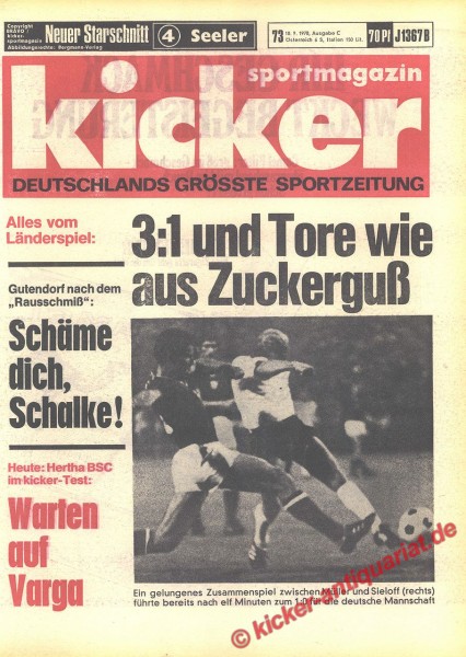 Kicker Sportmagazin Nr. 73, 10.9.1970 bis 16.9.1970