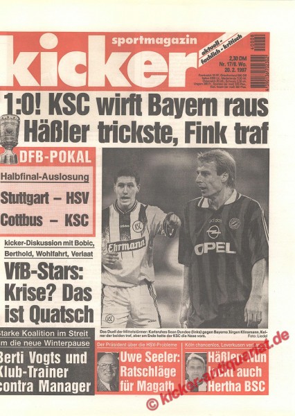 Kicker Sportmagazin Nr. 17, 20.2.1997 bis 26.2.1997