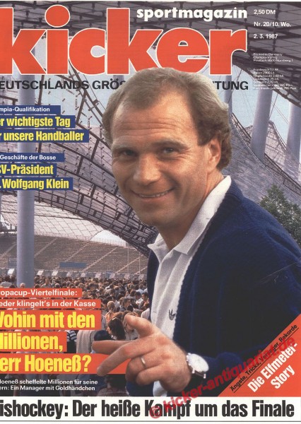 Kicker Sportmagazin Nr. 20, 2.3.1987 bis 8.3.1987