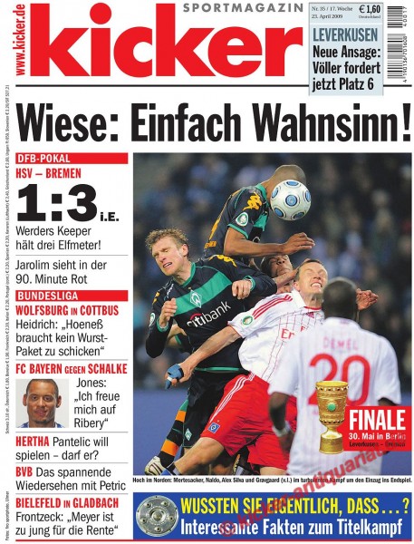 Kicker Sportmagazin Nr. 35, 23.4.2009 bis 29.4.2009