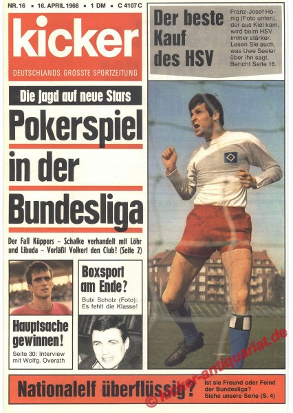 Kicker Sportmagazin Nr. 16, 16.4.1968 bis 22.4.1968