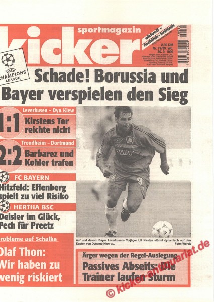 Kicker Sportmagazin Nr. 79, 30.9.1999 bis 6.10.1999