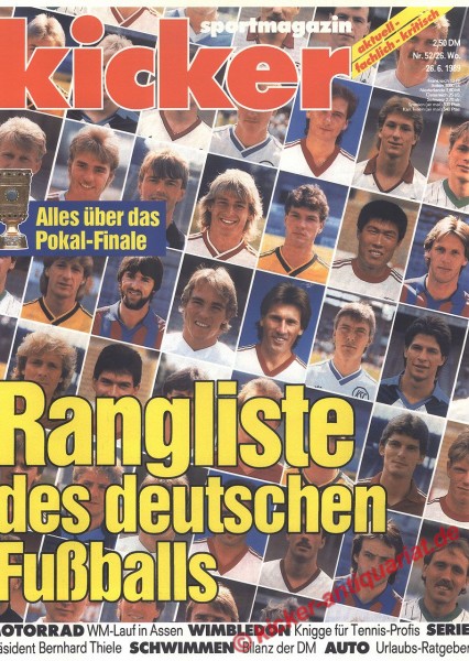 Kicker Schlagzeile: Alles über das Pokal-Finale (1989). Rangliste des deutschen Fußballs.