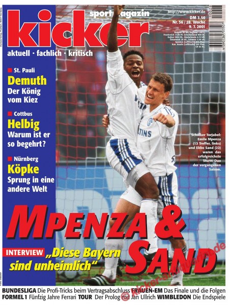 Kicker Sportmagazin Nr. 56, 9.7.2001 bis 15.7.2001