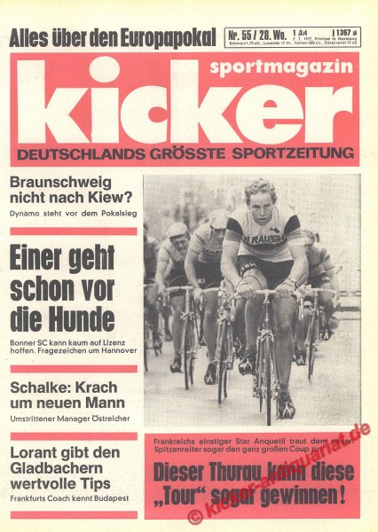 Kicker Titelbild: Didi Thurau. Tour de France. Der Bonner SC kann kaum auf die Lizenz hoffen! Einer geht vor die Hunde!