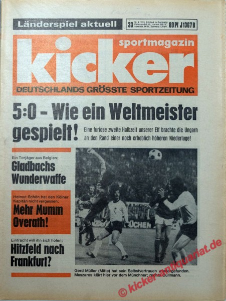 Kicker Sportmagazin Nr. 33, 18.4.1974 bis 24.4.1974