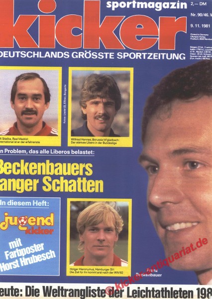 Kicker Sportmagazin Nr. 90, 9.11.1981 bis 15.11.1981