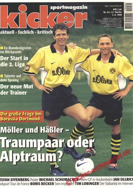 Kicker Sportmagazin Nr. 64, 31.7.1998 bis 6.8.1998