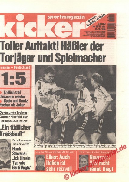 Kicker Sportmagazin Nr. 83, 10.10.1996 bis 16.10.1996