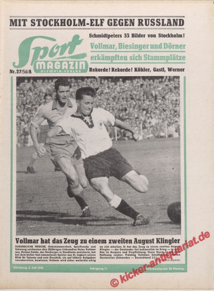 Sportmagazin Nr. 27A, 2.7.1956 bis 8.7.1956