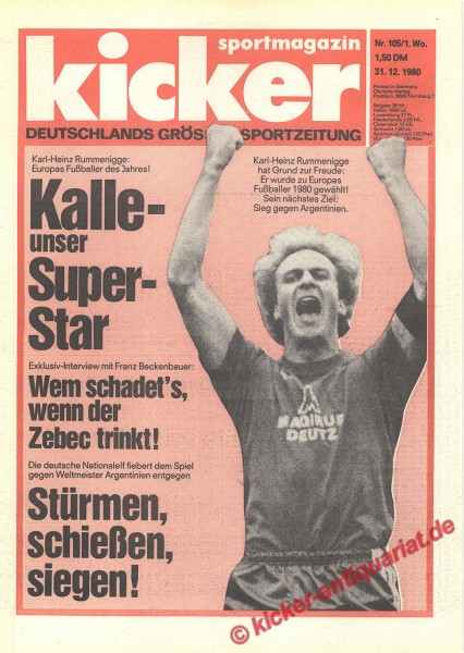 Zeitung 31.12.1981, KARL-HEINZ RUMMENIGGE unser Superstar