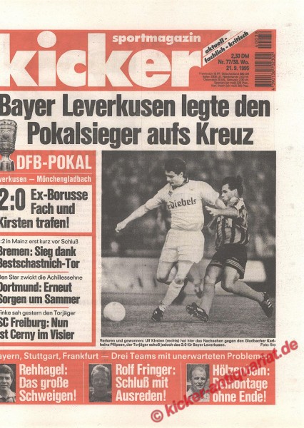 Kicker Sportmagazin Nr. 77, 21.9.1995 bis 27.9.1995