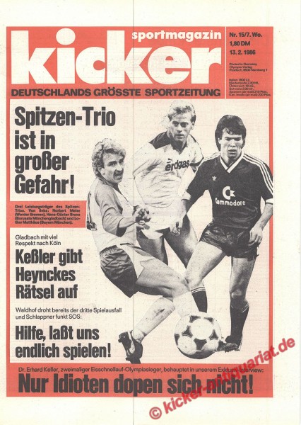 Kicker Sportmagazin Nr. 15, 13.2.1986 bis 19.2.1986