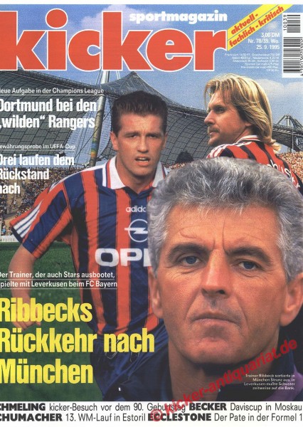 Kicker Sportmagazin Nr. 78, 25.9.1995 bis 1.10.1995