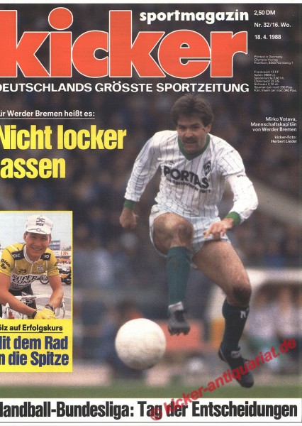 Kicker Sportmagazin Nr. 32, 18.4.1988 bis 24.4.1988