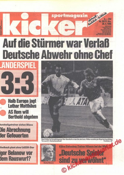 Kicker Sportmagazin Nr. 35, 26.4.1990 bis 2.5.1990