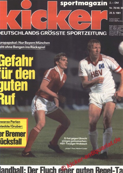 Kicker Sportmagazin Nr. 78, 28.9.1981 bis 4.10.1981