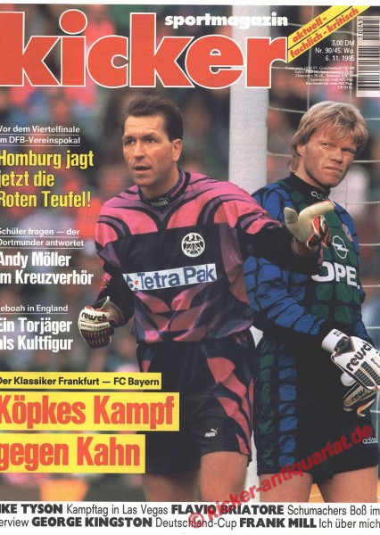 Kicker Sportmagazin Nr. 90, 6.11.1995 bis 12.11.1995