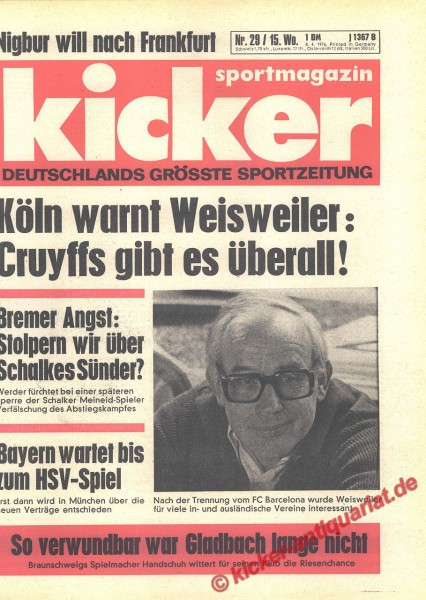 Kicker Sportmagazin Nr. 29, 8.4.1976 bis 14.4.1976