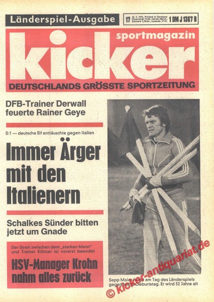 Kicker Sportmagazin Nr. 17, 26.2.1976 bis 3.3.1976