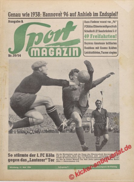 Sportmagazin Nr. 20A, 17.5.1954 bis 23.5.1954