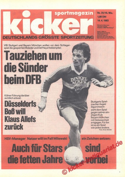Kicker Sportmagazin Nr. 31, 14.4.1983 bis 20.4.1983