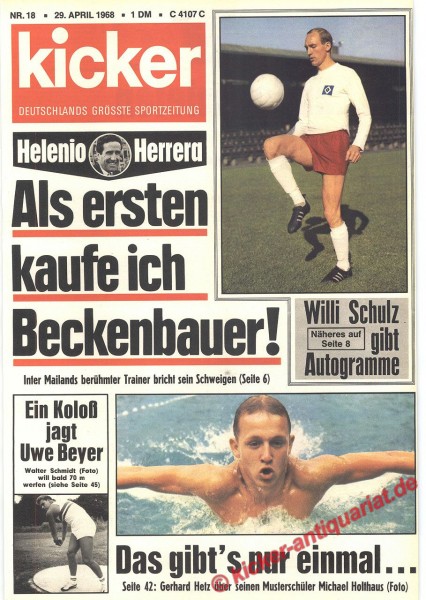 Kicker Sportmagazin Nr. 18, 29.4.1968 bis 5.5.1968