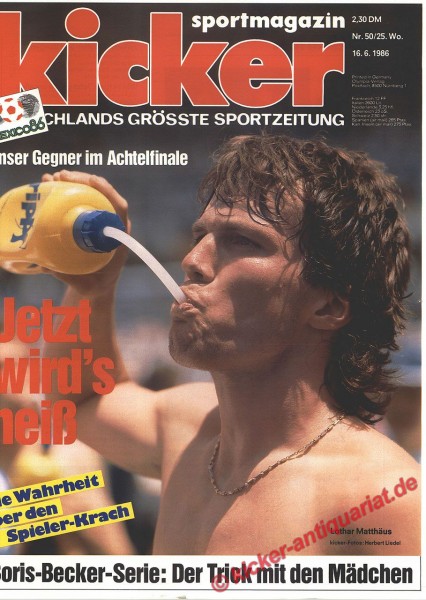 Kicker Sportmagazin Nr. 50, 16.6.1986 bis 22.6.1986
