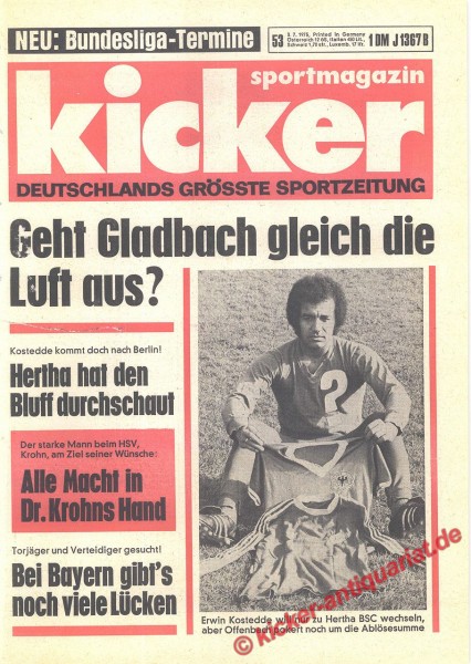 Kicker Sportmagazin Nr. 53, 3.7.1975 bis 9.7.1975