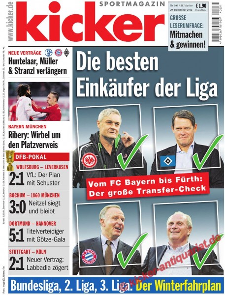 Kicker Sportmagazin Nr. 103, 20.12.2012 bis 26.12.2012
