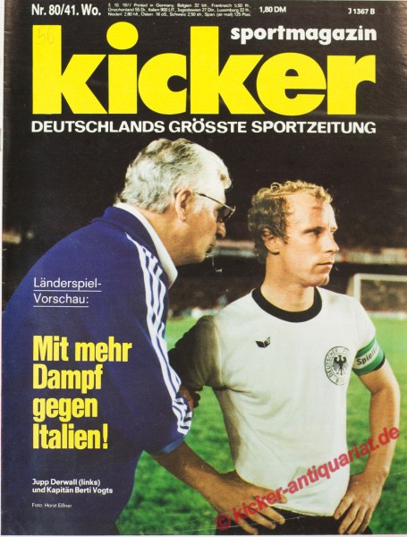 Kicker Sportmagazin Nr. 80, 3.10.1977 bis 9.10.1977