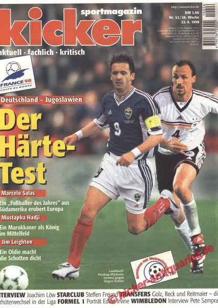 Kicker Sportmagazin Nr. 52, 22.6.1998 bis 28.6.1998