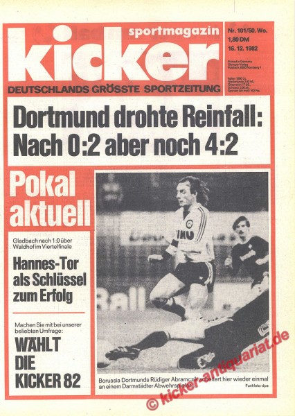 Kicker Sportmagazin Nr. 101, 16.12.1982 bis 22.12.1982