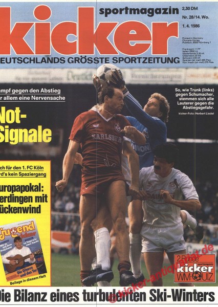 Kicker Sportmagazin Nr. 28, 1.4.1986 bis 7.4.1986