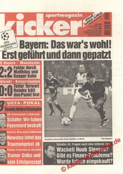 Kicker Sportmagazin Nr. 81, 5.10.1998 bis 11.10.1998