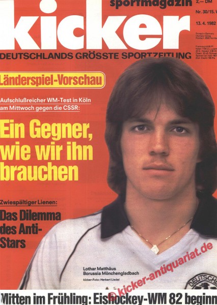 Kicker Sportmagazin Nr. 30, 13.4.1982 bis 19.4.1982