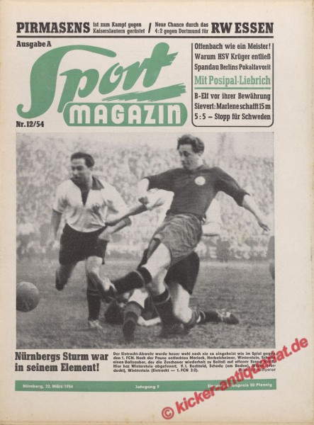 Sportmagazin Nr. 12A, 22.3.1954 bis 28.3.1954