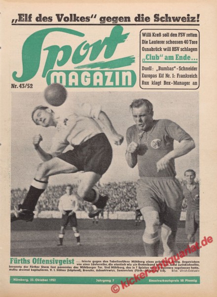 Sportmagazin Nr. 43A, 22.10.1952 bis 28.10.1952