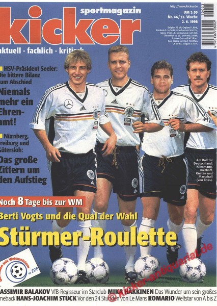 Kicker Sportmagazin Nr. 46, 31.5.1998 bis 6.6.1998