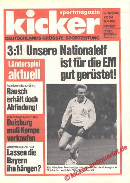 Kicker Sportmagazin Nr. 39, 14.5.1980 bis 20.5.1980