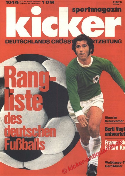Kicker Sportmagazin Nr. 104, 27.12.1971 bis 2.1.1972